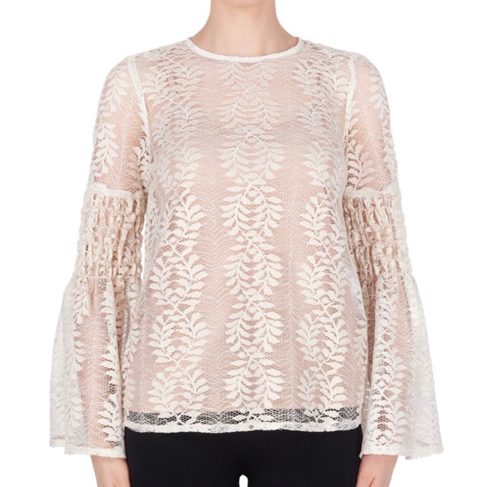 NWT Size 10 Joseph Ribkoff Ivory/Gold/Nude blouse